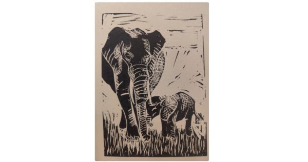 Éléphants (linogravure)